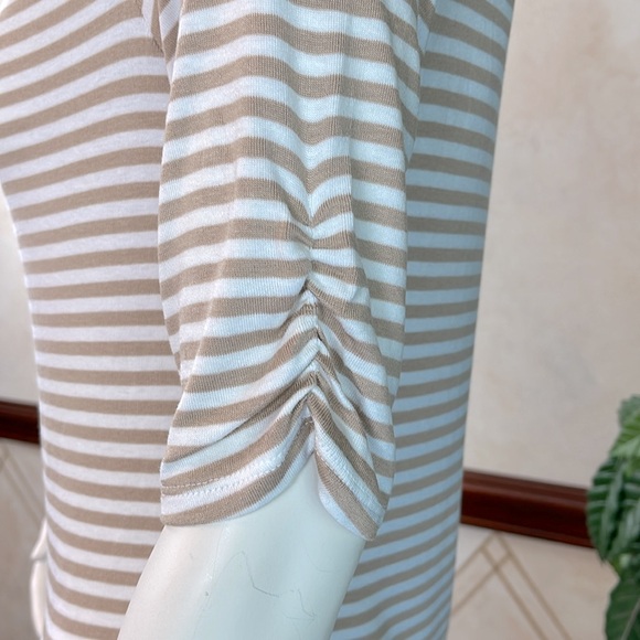 THE LIMITED DRAPE NECK STRIPED ELBOW SLEEVE TOP - Picture 3 of 7
